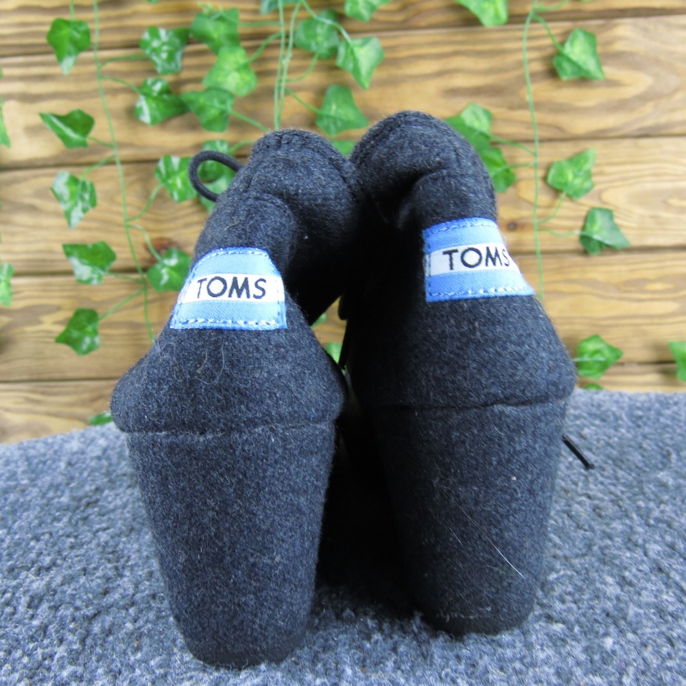 TOMS Women 6.5 Gray Wool Lace Up Hidden Wedge Booties Casual Comfort - Picture 4 of 8